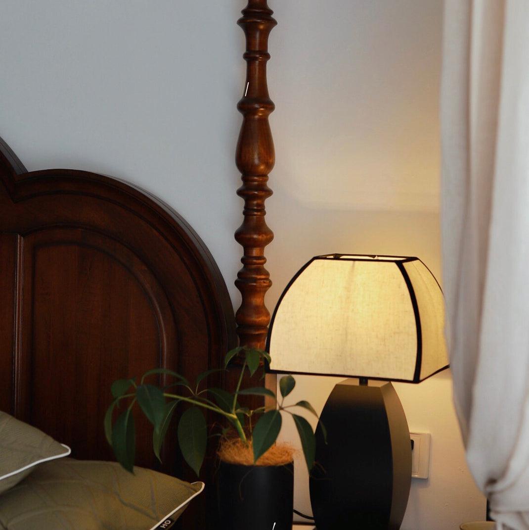 Javier Contemporary Black Metal Table Lamp with White Fabric Shade for Modern Home Decor