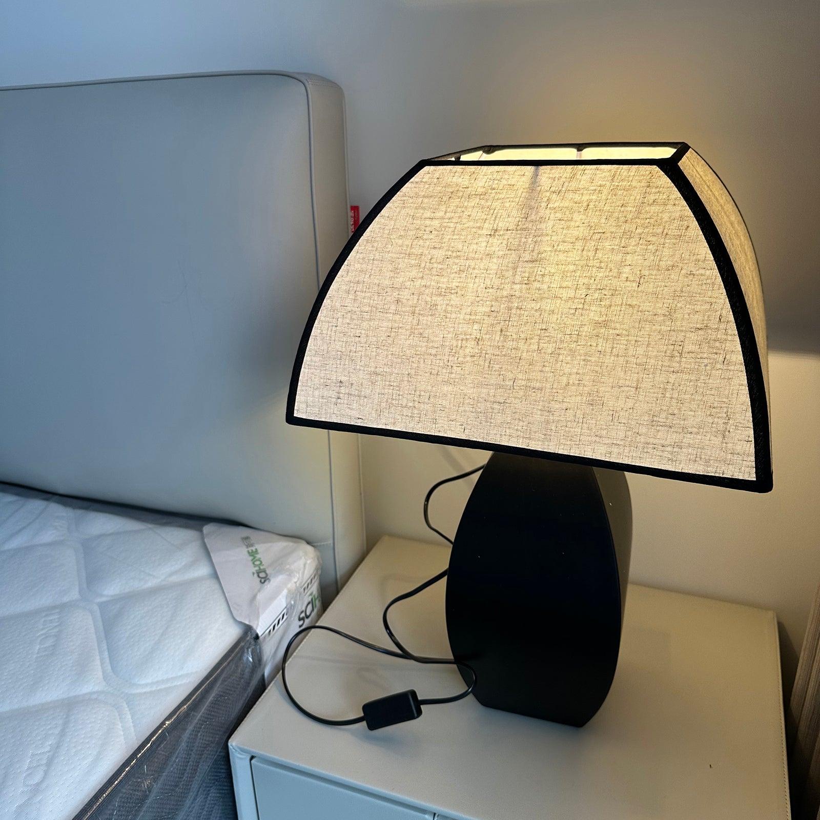 Javier Contemporary Black Metal Table Lamp with White Fabric Shade for Modern Home Decor
