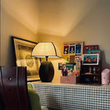 Javier Contemporary Black Metal Table Lamp with White Fabric Shade for Modern Home Decor