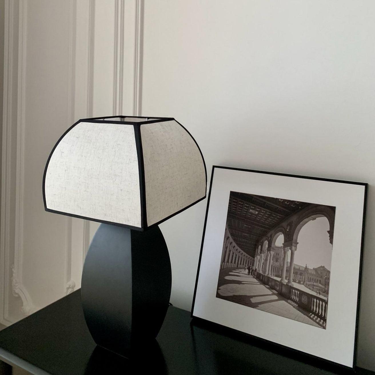 Javier Contemporary Black Metal Table Lamp with White Fabric Shade for Modern Home Decor