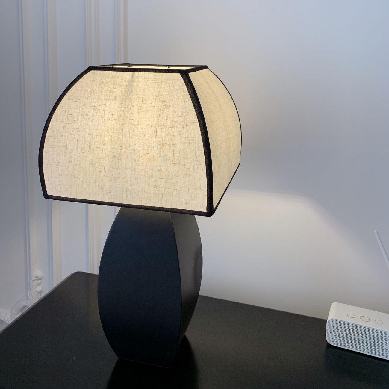 Javier Contemporary Black Metal Table Lamp with White Fabric Shade for Modern Home Decor