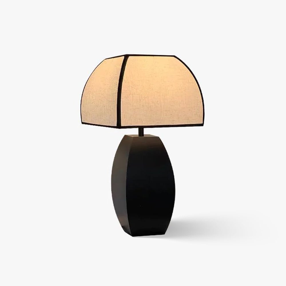 Javier Contemporary Black Metal Table Lamp with White Fabric Shade for Modern Home Decor
