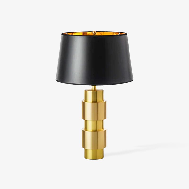 Luxury Gold Cylinder Table Lamp with Black Linen Drum Shade for Modern Decor