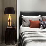 Luxury Gold Cylinder Table Lamp with Black Linen Drum Shade for Modern Decor