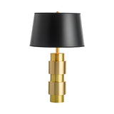 Luxury Gold Cylinder Table Lamp with Black Linen Drum Shade for Modern Decor