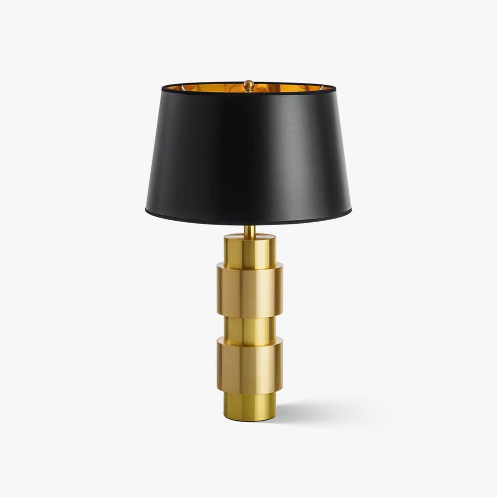 Luxury Gold Cylinder Table Lamp with Black Linen Drum Shade for Modern Decor