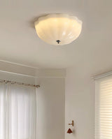 Modern Jelly LED Flush Mount Ceiling Light Fixture with White Glass Shade in Chrome