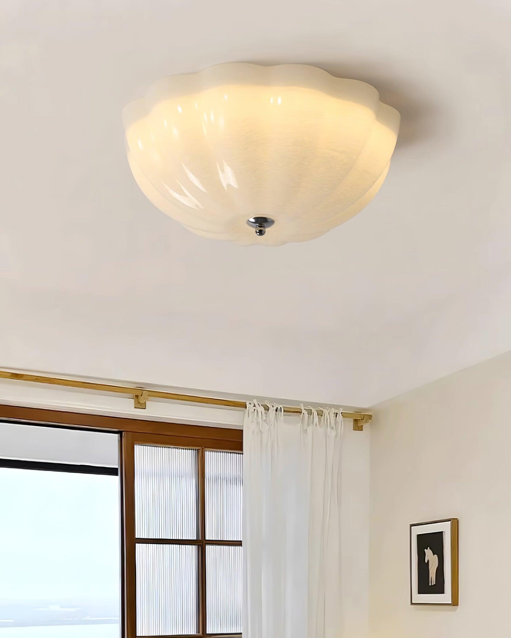 Modern Jelly LED Flush Mount Ceiling Light Fixture with White Glass Shade in Chrome
