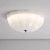 Modern Jelly LED Flush Mount Ceiling Light Fixture with White Glass Shade in Chrome