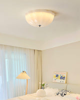 Modern Jelly LED Flush Mount Ceiling Light Fixture with White Glass Shade in Chrome