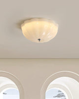 Modern Jelly LED Flush Mount Ceiling Light Fixture with White Glass Shade in Chrome