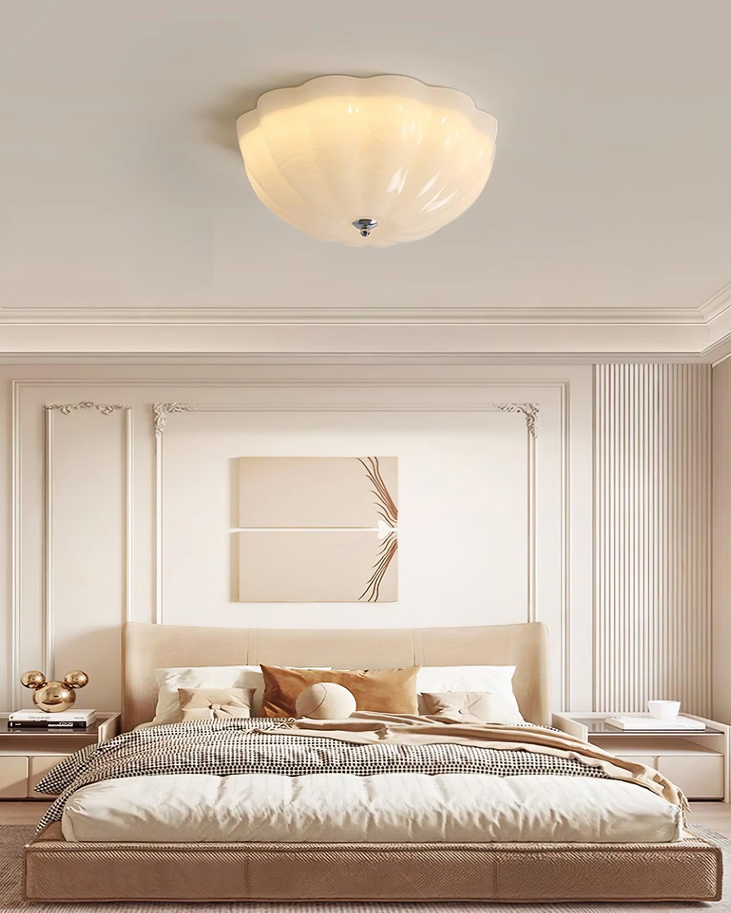 Modern Jelly LED Flush Mount Ceiling Light Fixture with White Glass Shade in Chrome