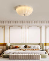 Modern Jelly LED Flush Mount Ceiling Light Fixture with White Glass Shade in Chrome