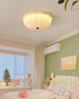 Modern Jelly LED Flush Mount Ceiling Light Fixture with White Glass Shade in Chrome