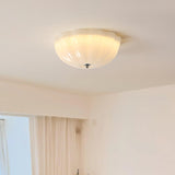 Modern Jelly LED Flush Mount Ceiling Light Fixture with White Glass Shade in Chrome