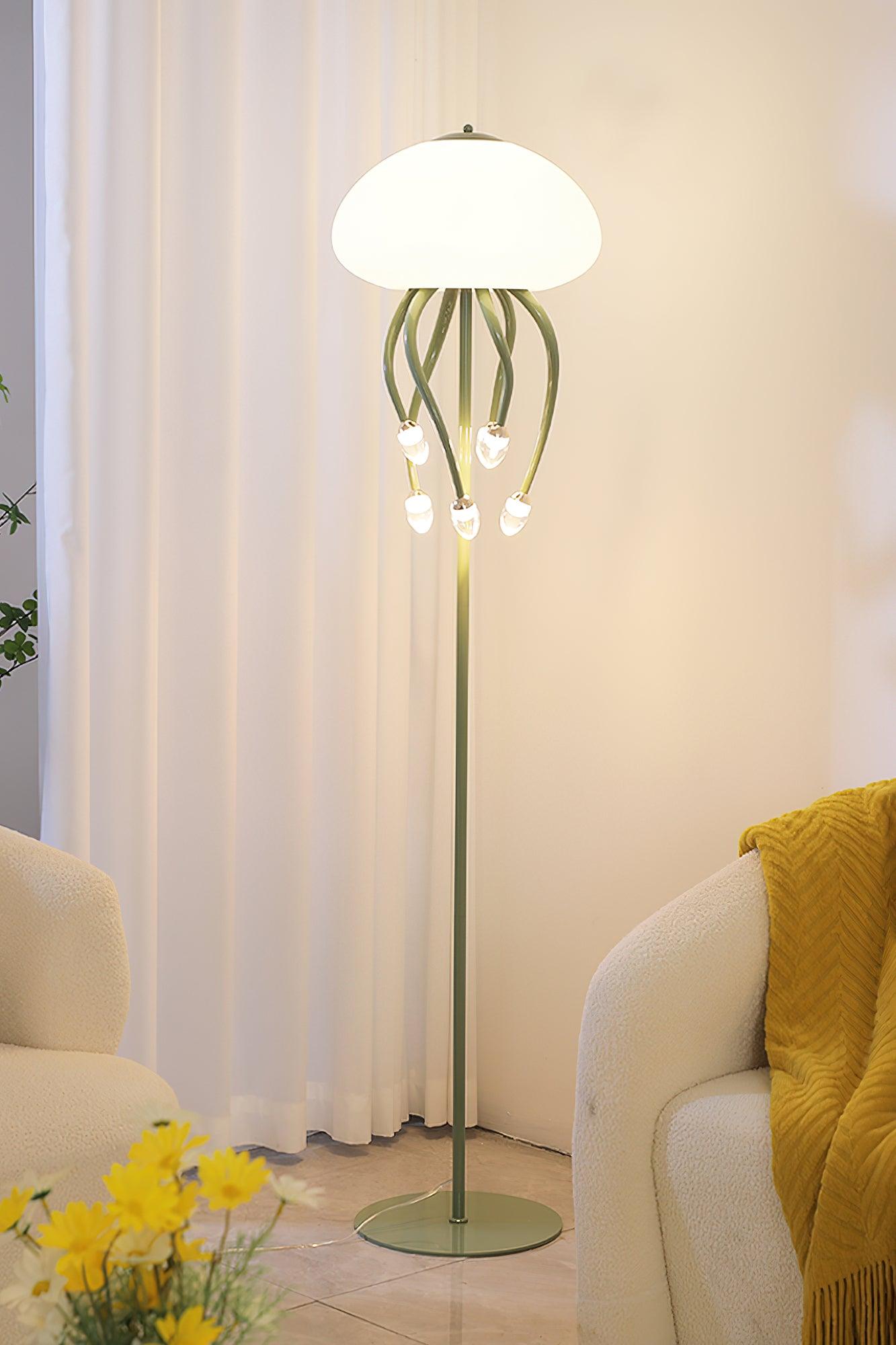 Contemporary Jellyfish Multi Head LED Floor Lamp with Acrylic Shades