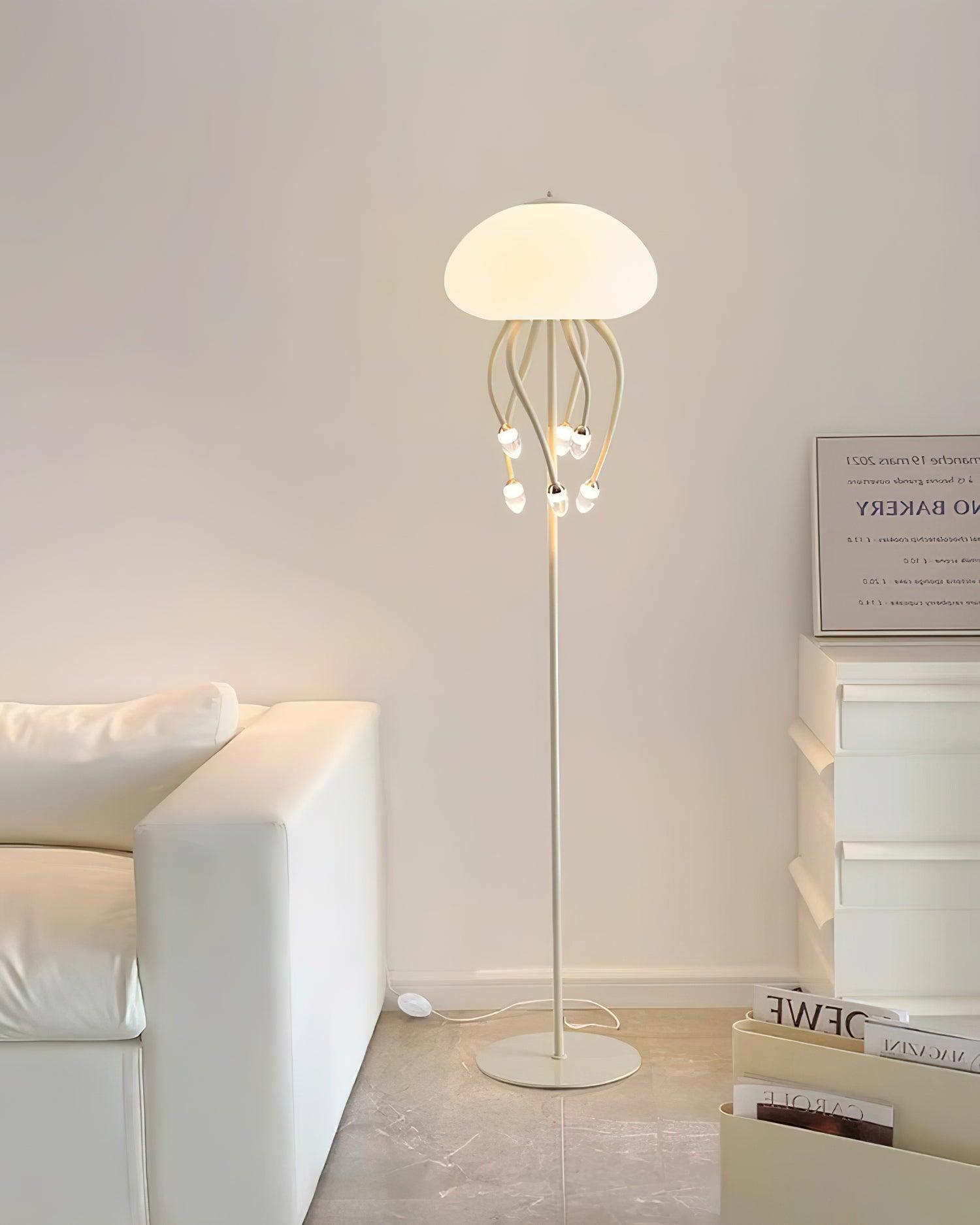 Contemporary Jellyfish Multi Head LED Floor Lamp with Acrylic Shades