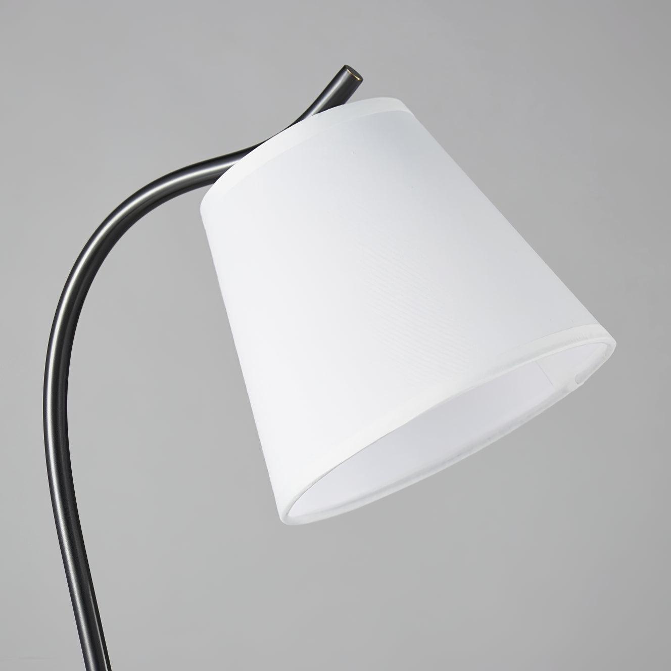 Modern Brass and Black Table Lamp with White Fabric Shade for Bedside Table
