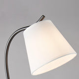 Modern Brass and Black Table Lamp with White Fabric Shade for Bedside Table
