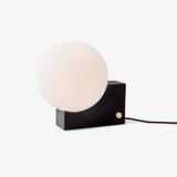 Modern Fusion Geometric Accent Table Lamp with Opaline Glass Orb and Metal Frame