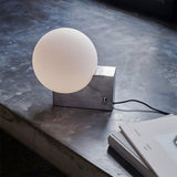 Modern Fusion Geometric Accent Table Lamp with Opaline Glass Orb and Metal Frame