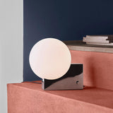 Modern Fusion Geometric Accent Table Lamp with Opaline Glass Orb and Metal Frame