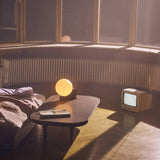 Modern Fusion Geometric Accent Table Lamp with Opaline Glass Orb and Metal Frame
