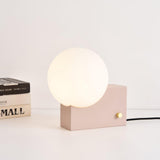 Modern Fusion Geometric Accent Table Lamp with Opaline Glass Orb and Metal Frame