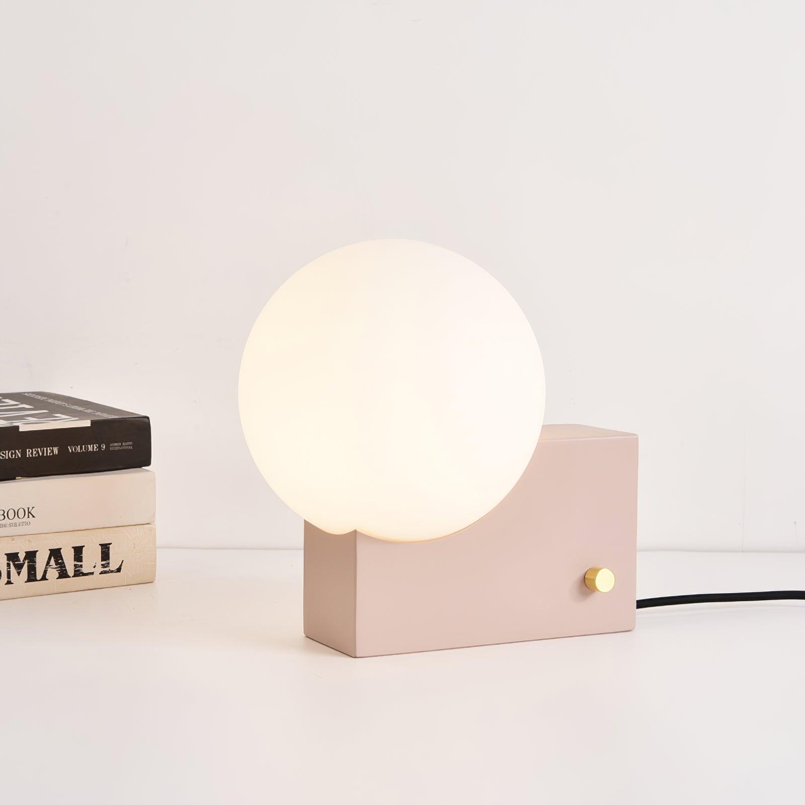 Modern Fusion Geometric Accent Table Lamp with Opaline Glass Orb and Metal Frame