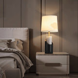 Jude Modern Marble Brass Table Lamp with Fabric Shade for Luxury Home Office and Bedside Lighting
