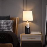 Jude Modern Marble Brass Table Lamp with Fabric Shade for Luxury Home Office and Bedside Lighting