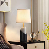 Jude Modern Marble Brass Table Lamp with Fabric Shade for Luxury Home Office and Bedside Lighting