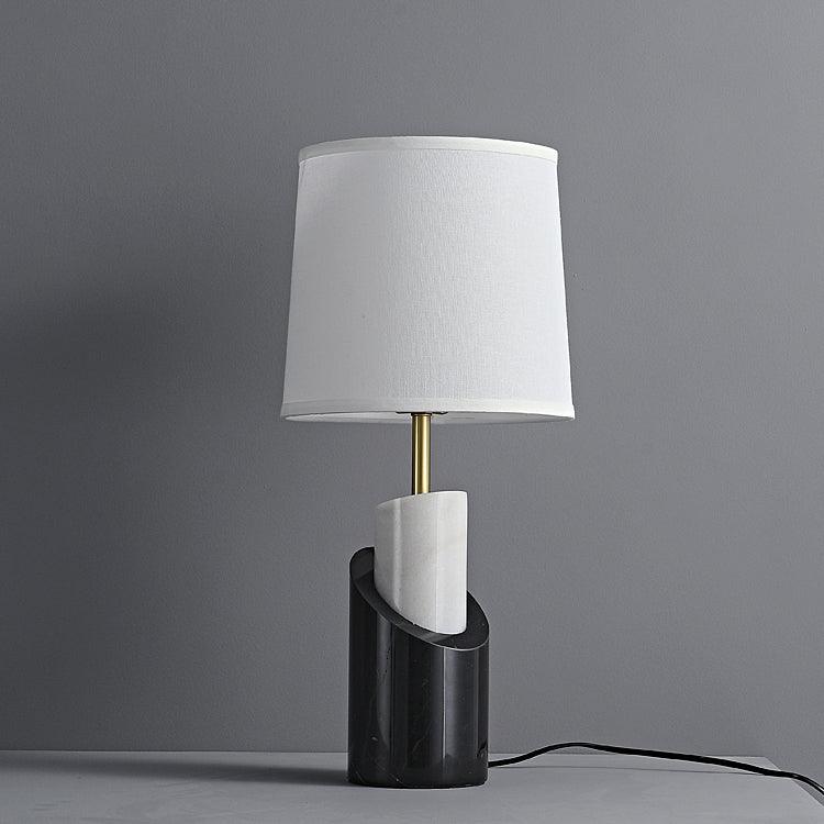 Jude Modern Marble Brass Table Lamp with Fabric Shade for Luxury Home Office and Bedside Lighting