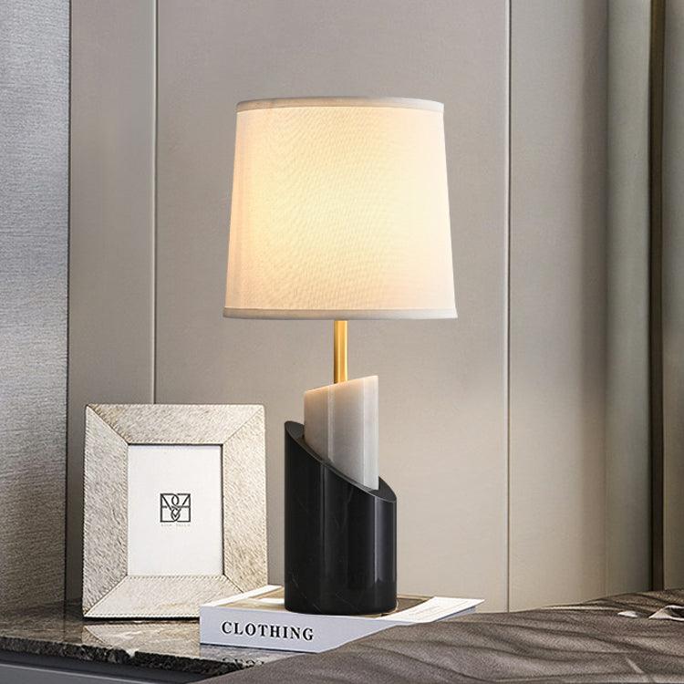 Jude Modern Marble Brass Table Lamp with Fabric Shade for Luxury Home Office and Bedside Lighting