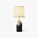 Jude Modern Marble Brass Table Lamp with Fabric Shade for Luxury Home Office and Bedside Lighting