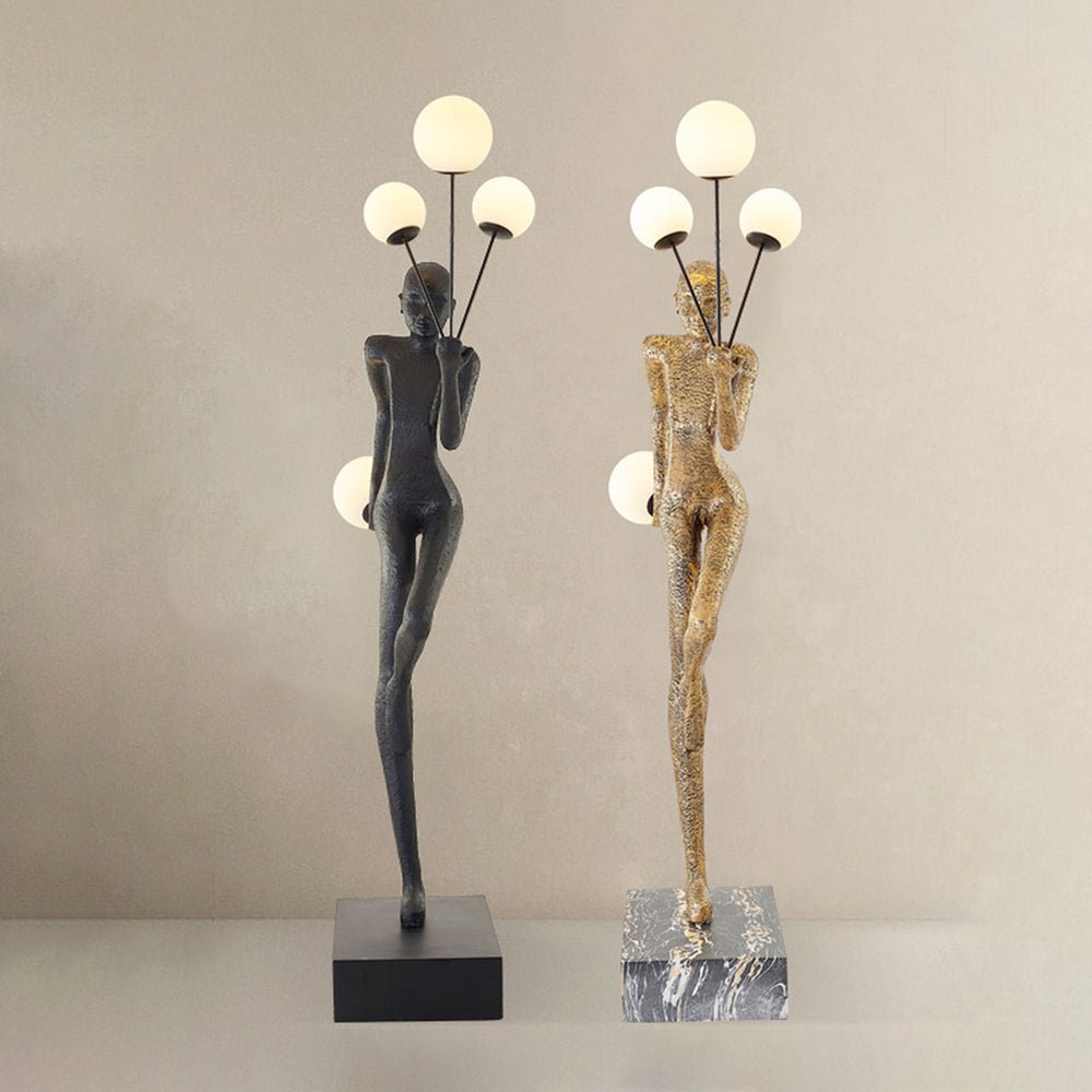 Modern Juggling Sculptor Standing Floor Lamp with Illuminated Glass Spheres