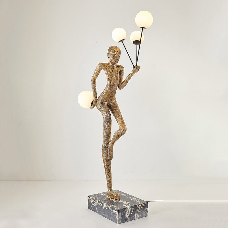Modern Juggling Sculptor Standing Floor Lamp with Illuminated Glass Spheres