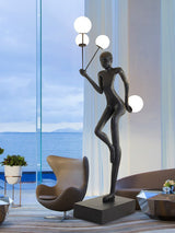 Modern Juggling Sculptor Standing Floor Lamp with Illuminated Glass Spheres