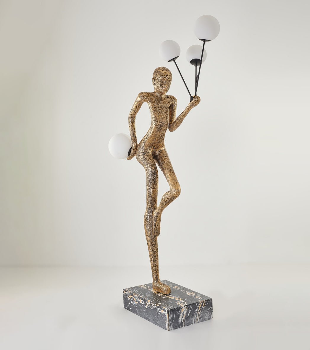Modern Juggling Sculptor Standing Floor Lamp with Illuminated Glass Spheres