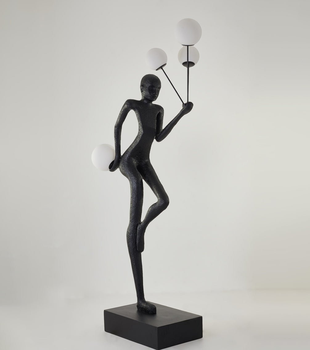 Modern Juggling Sculptor Standing Floor Lamp with Illuminated Glass Spheres