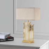 Elegant White Alabaster Table Lamp with Polished Gold Metal Finish and Fabric Shade
