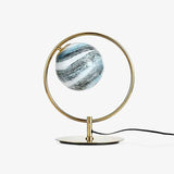 Jupiter Celestial Glass Globe Table Lamp with Gold and Blue Finish for Modern Bedrooms