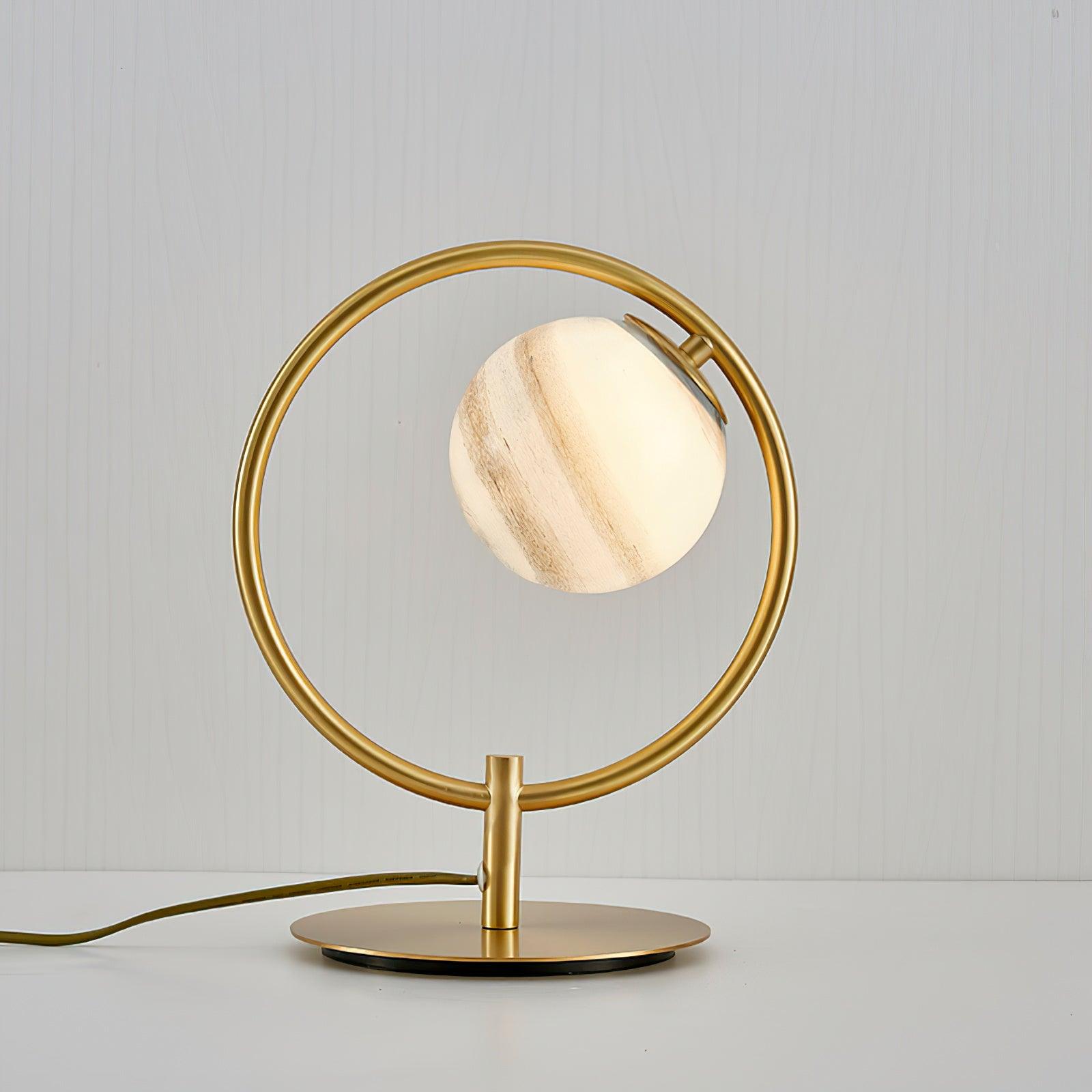 Jupiter Celestial Glass Globe Table Lamp with Gold and Blue Finish for Modern Bedrooms