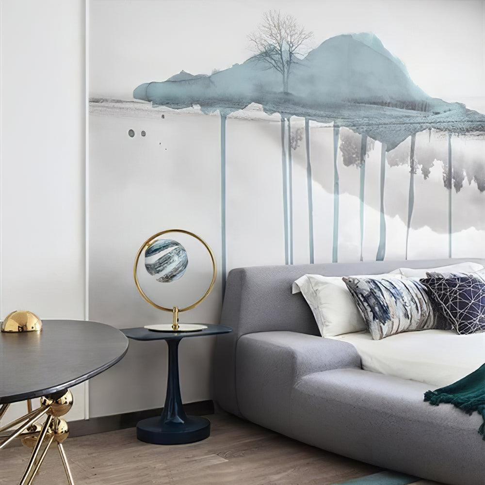 Jupiter Celestial Glass Globe Table Lamp with Gold and Blue Finish for Modern Bedrooms