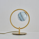 Jupiter Celestial Glass Globe Table Lamp with Gold and Blue Finish for Modern Bedrooms