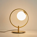 Jupiter Celestial Glass Globe Table Lamp with Gold and Blue Finish for Modern Bedrooms