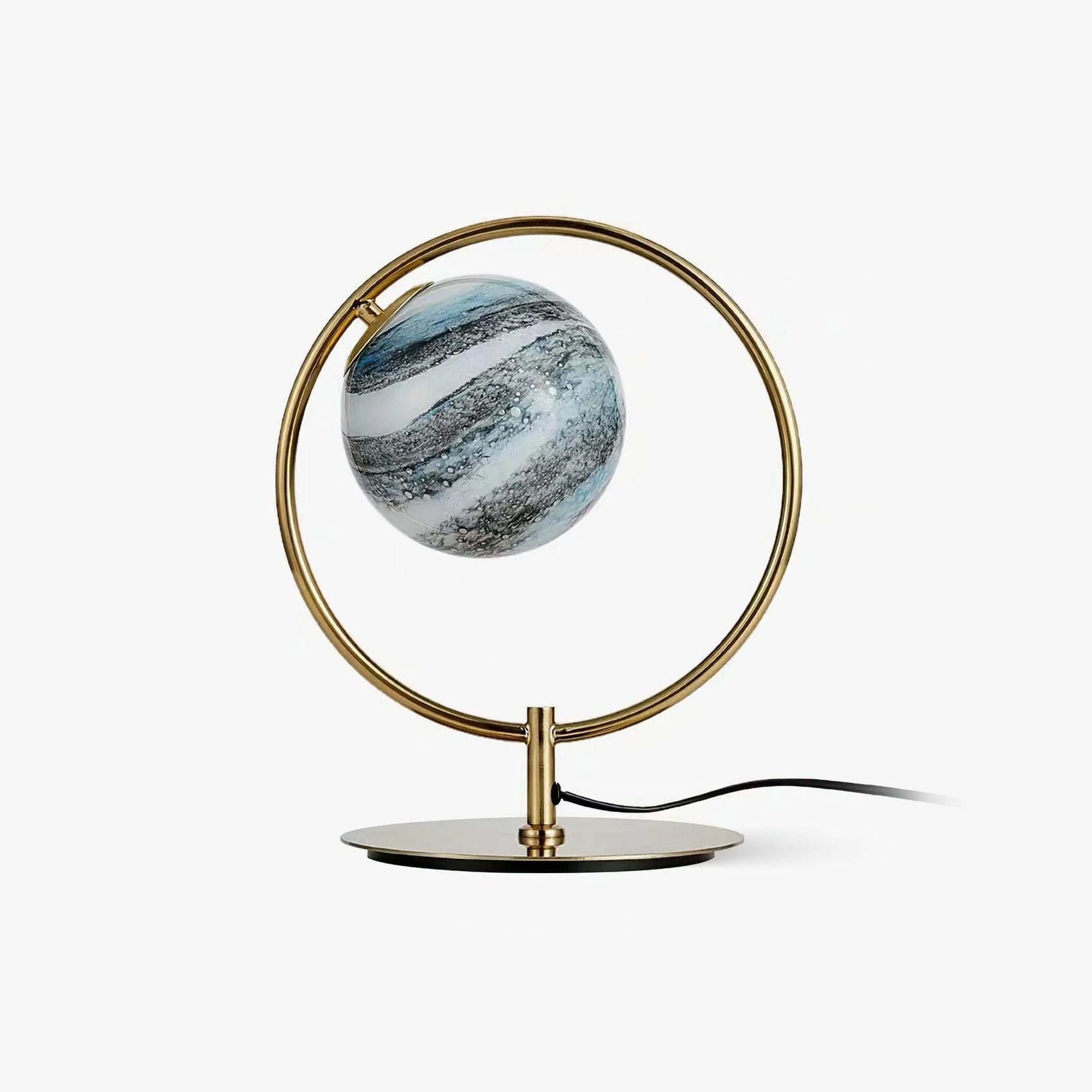Jupiter Celestial Glass Globe Table Lamp with Gold and Blue Finish for Modern Bedrooms