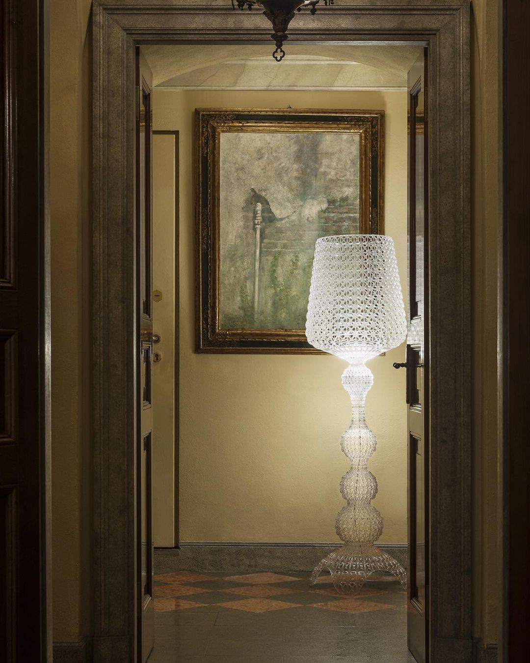 Modern Lace Design Acrylic Kabuki Floor Lamp with Integrated LED Dimmable Light