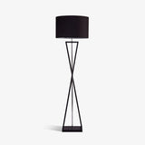 Modern Kaden Black Tripod Floor Lamp with Linen Drum Shade for Living Room and Office
