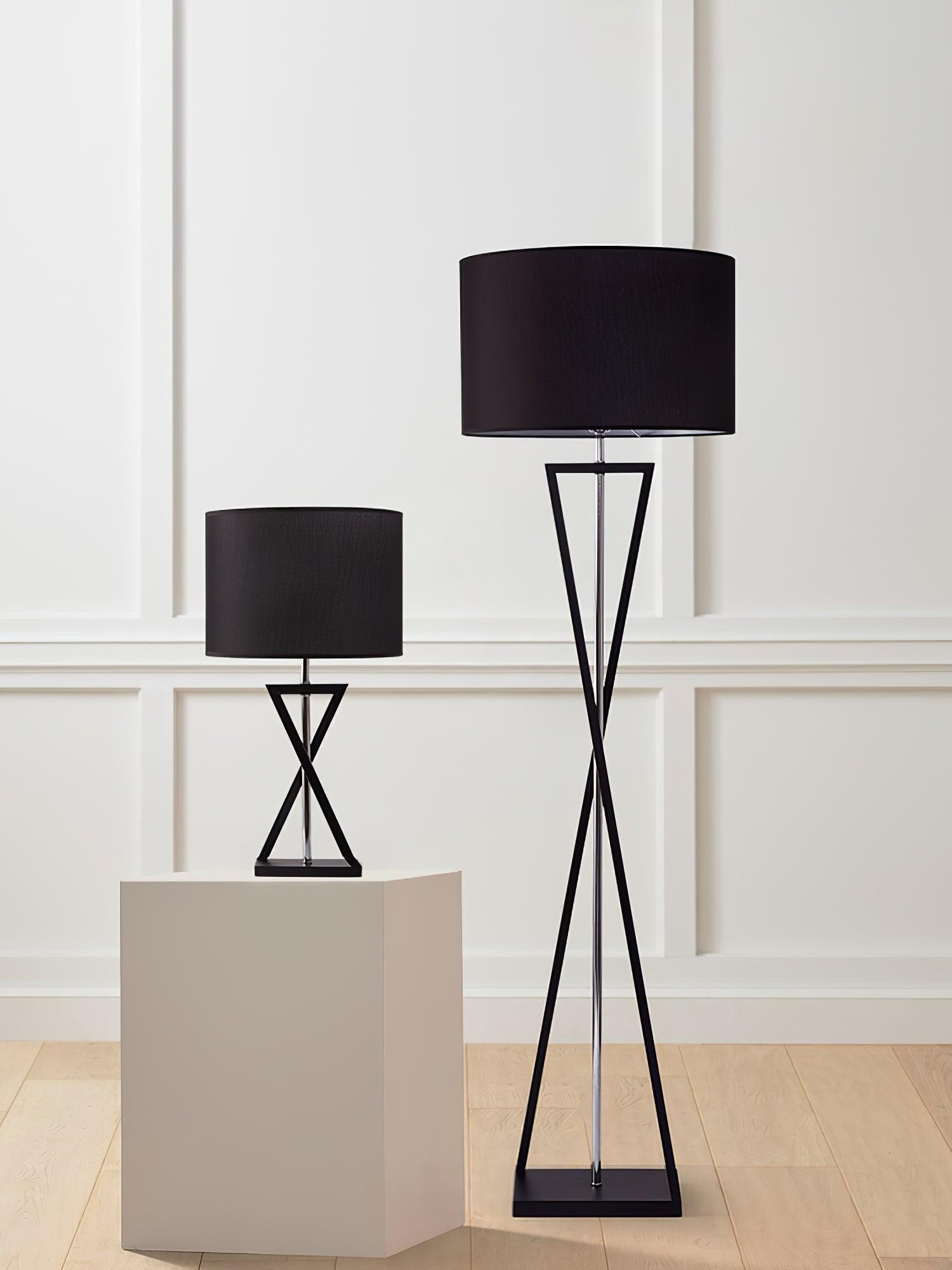 Modern Kaden Black Tripod Floor Lamp with Linen Drum Shade for Living Room and Office